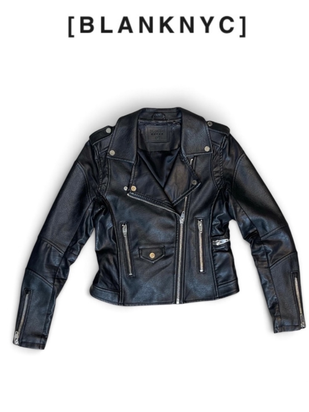 BLANKNYC EASY RIDER BLACK FAUX LEATHER MOTO BIKER JACKET SIZE SMALL